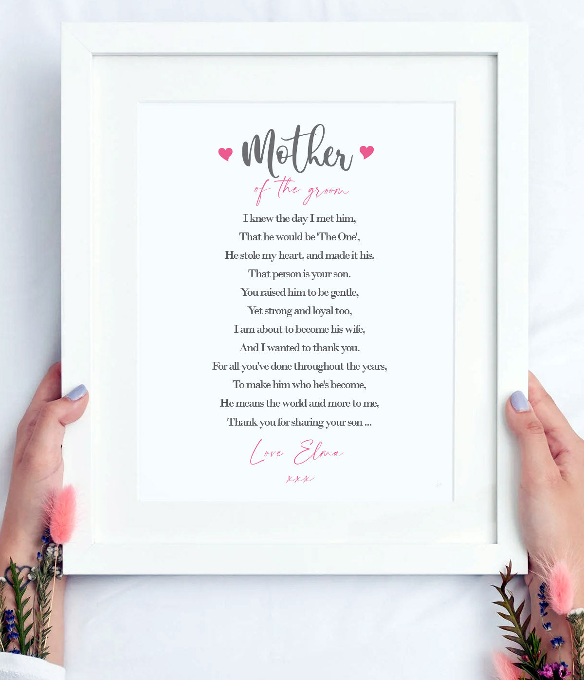 Mother of The Groom Gift | From the Bride | Personalised Wedding Thank You Print | Size A4 | Ideal for framing | Instant download ★★★★★