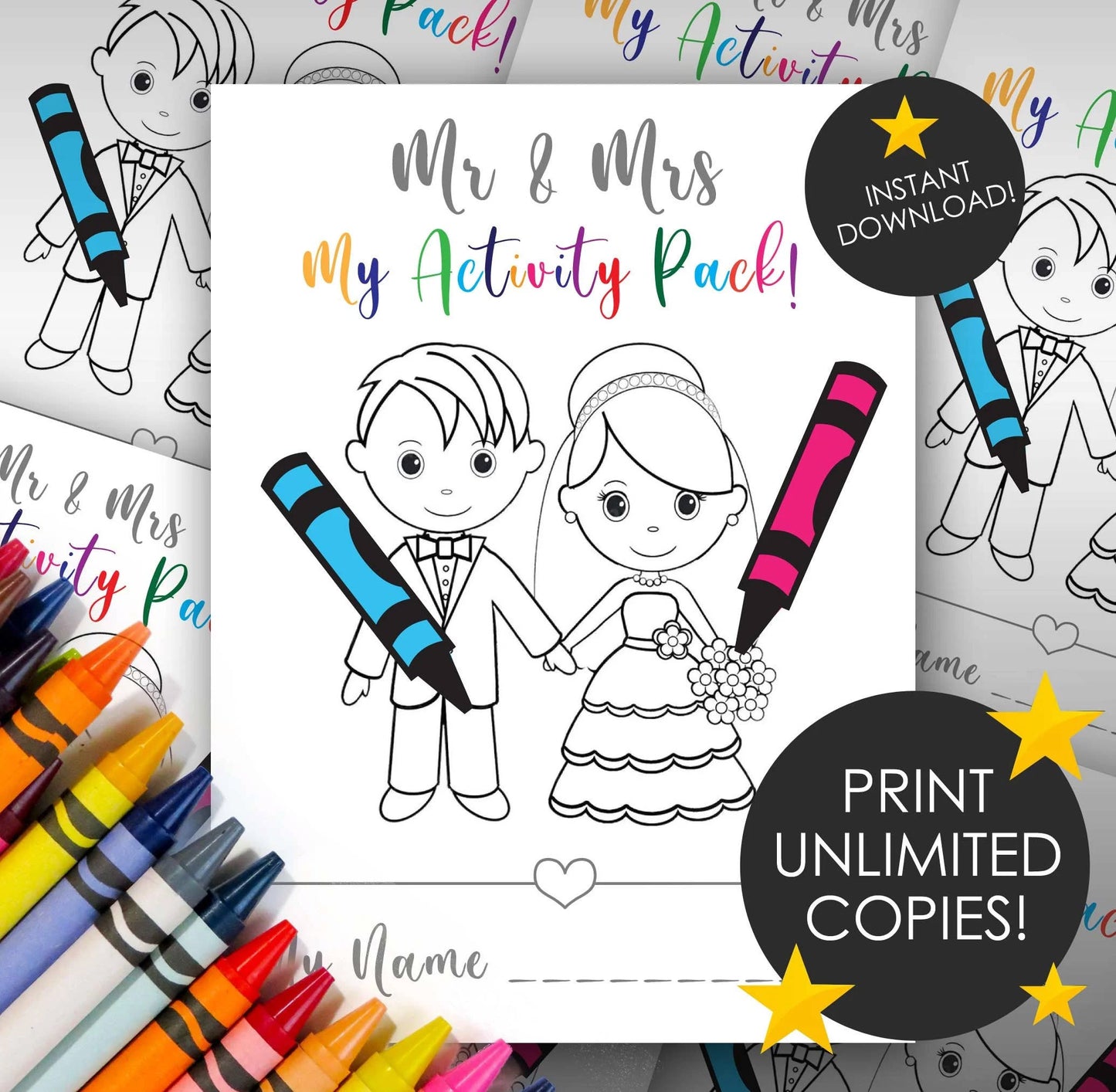 DIGITAL VERSION | Mr & Mrs Kid's Wedding Activity Pack A4 | Unlimited Copies | Sent Instantly! | FREE Toddler Pack! | 14 pages! | Suitable for all ages! ★★★★★