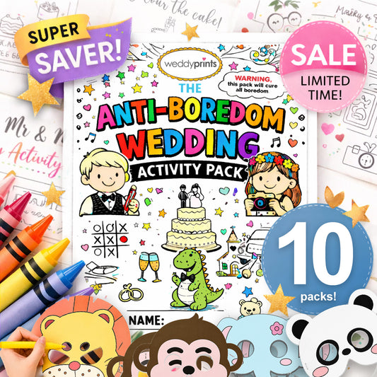 SILVER BUNDLE [💎 Exclusive Extras] | 10 x Wedding Activity Packs For 10 Kids (contains 170 activity pages!) | BONUS 10 x FREE Colour-In Animal Masks | PLUS 10 x FREE Toddler Packs! | Suitable for all ages! ★★★★★