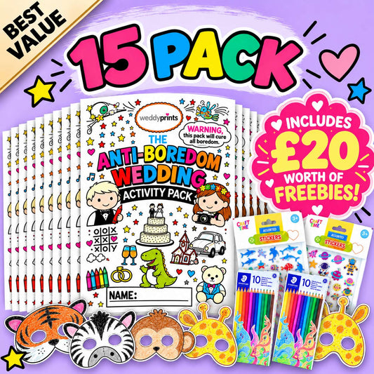 EXTRA LARGE BUNDLE (💎 Best Value )| 15 x Wedding Activity Packs For 15 Kids (255 activity pages!) | PLUS! 15 FREE Toddler Packs! | 14 pages! | Suitable for all ages! ⭐⭐⭐⭐⭐