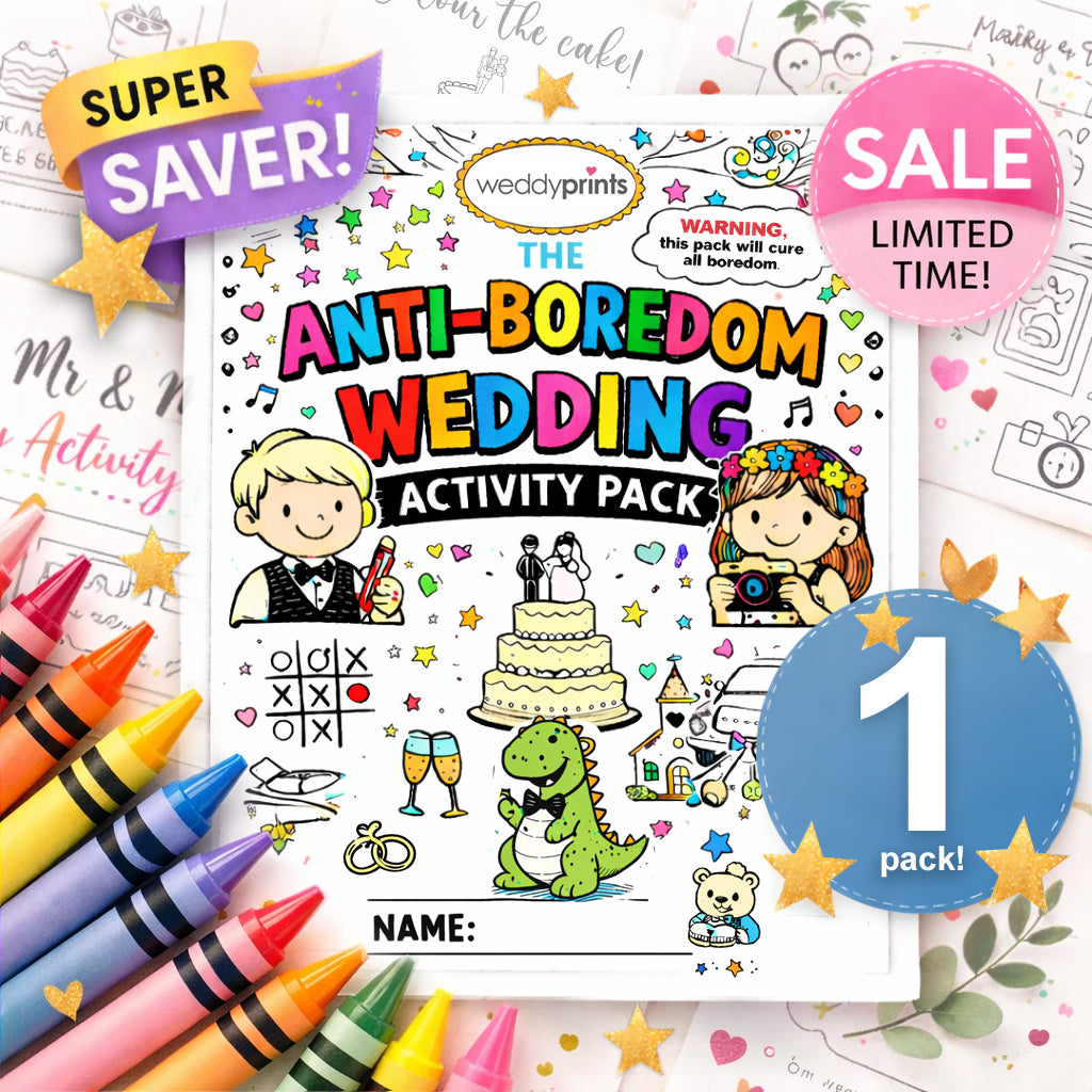 SINGLE PACK | 1 Pack for 1 Kid | Mr & Mrs Kid's Wedding Activity Pack A4 | 1 Pack | 1  FREE Toddler Pack! | 14 pages! | Set quantity below | Suitable for all ages! ★★★★★