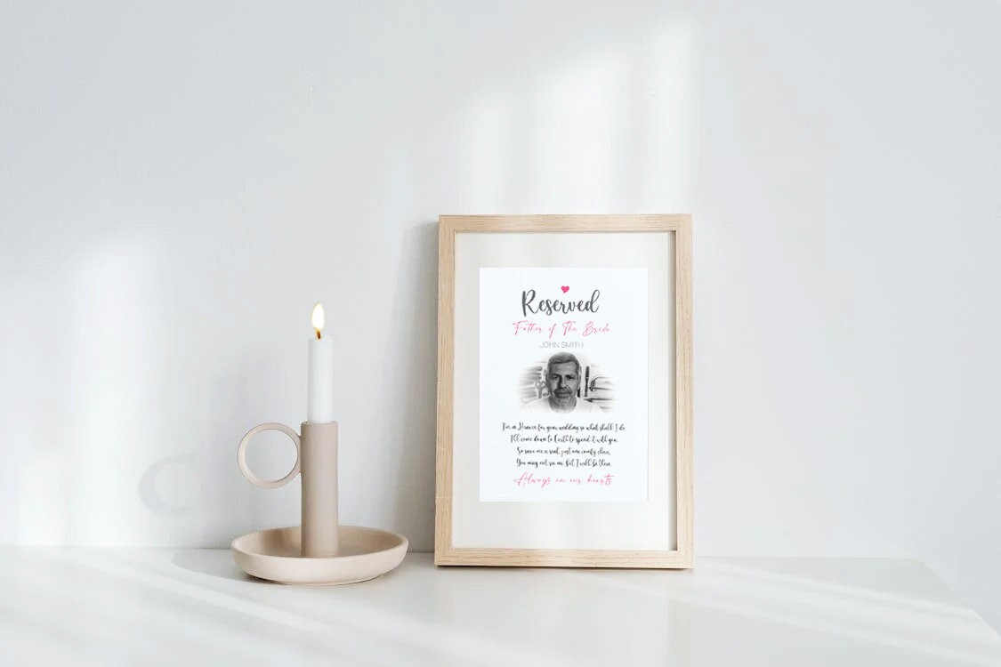 Reserved For Wedding Print A4 | 'In Memory' Of Any Loved One | Add your loved one's image | Ideal for framing | Remembering a loved one | Instant download ★★★★★