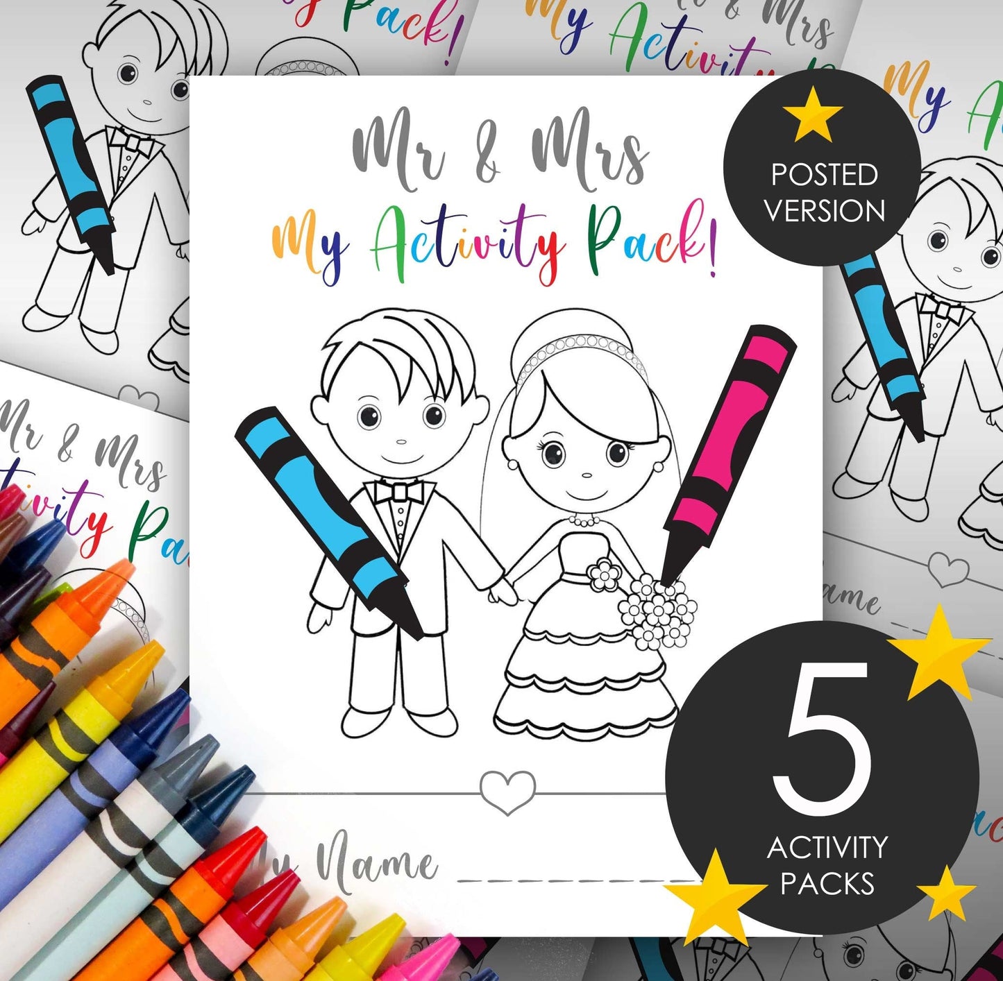 PRINTED & POSTED VERSION | 5 Pack For 5 Kids SPECIAL OFFER Bundle | Mr & Mrs Kid's Wedding Activity Pack A4 | 5 FREE Toddler Packs! | 14 pages! | Suitable for all ages! ★★★★★