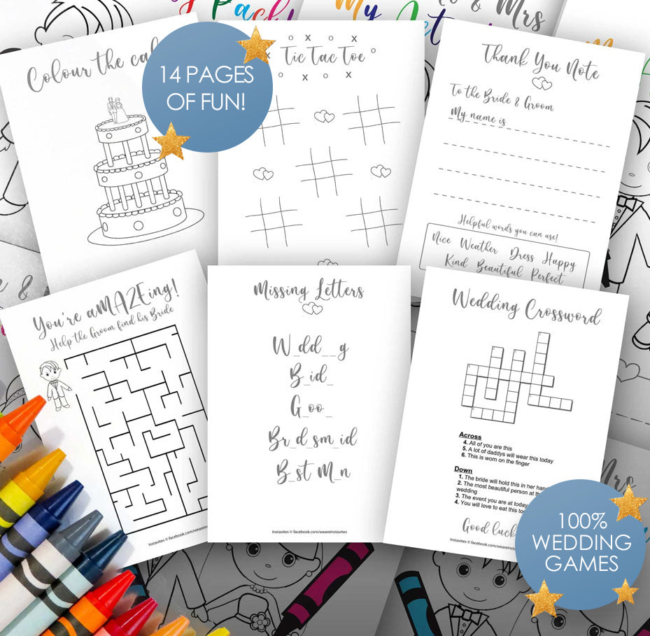 MEDIUM BUNDLE (✨Most Popular) | 5 Packs For 5 Kids SPECIAL OFFER Bundle | Mr & Mrs Kid's Wedding Activity Pack A4 | 5 FREE Toddler Packs! | 14 pages! | Suitable for all ages! ★★★★★