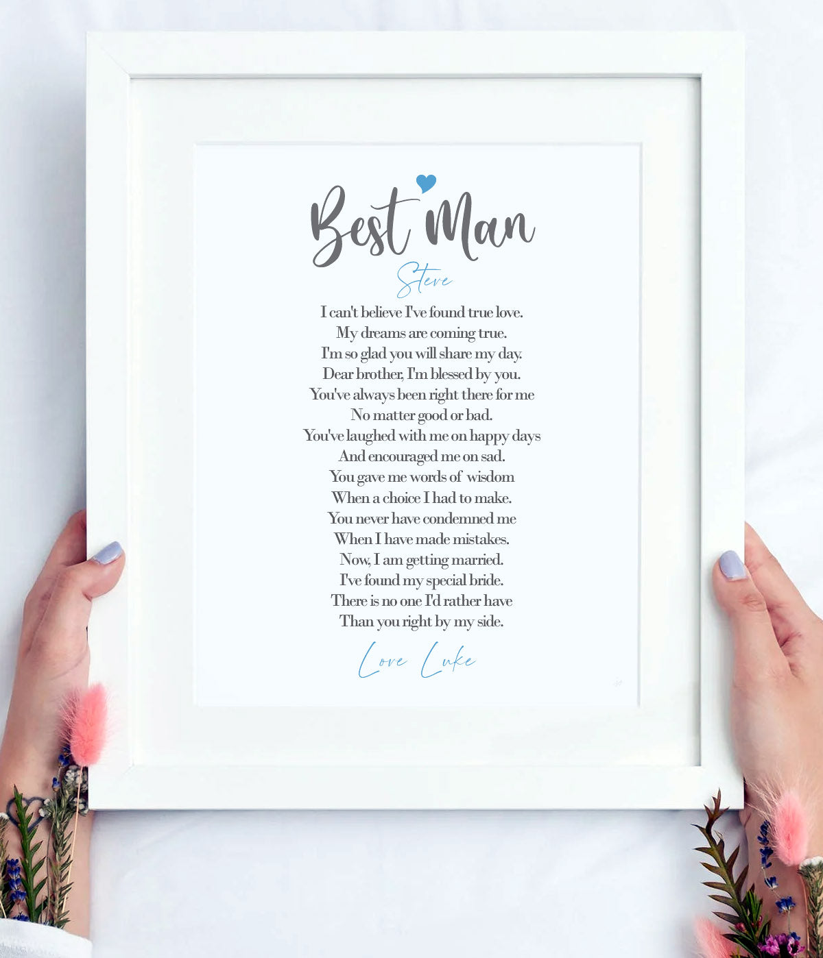 Best Man Gift  | From the Groom | Personalised Thank You Print | Size A4  | Ideal for framing | Instant download ★★★★★