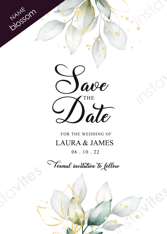 'Blossom' Save The Date | 'Ready-to-go' Instant download | Send digitally OR print it!