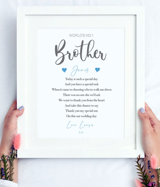 Brother Gift  | From the Bride | Personalised Thank You Print | Size A4  | Ideal for framing | Instant download ★★★★★