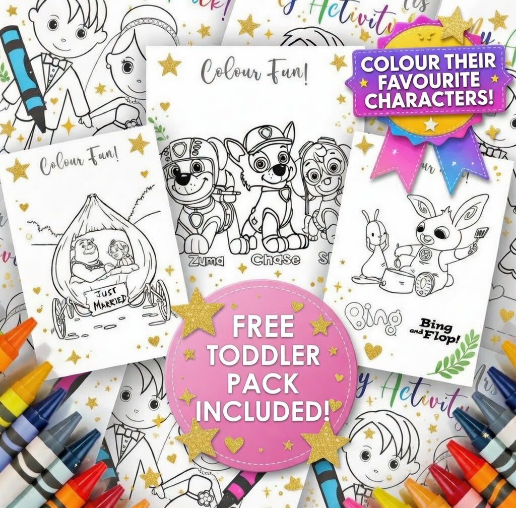 MEDIUM BUNDLE (✨Most Popular) | 5 Packs For 5 Kids SPECIAL OFFER Bundle | Mr & Mrs Kid's Wedding Activity Pack A4 | 5 FREE Toddler Packs! | 14 pages! | Suitable for all ages! ★★★★★