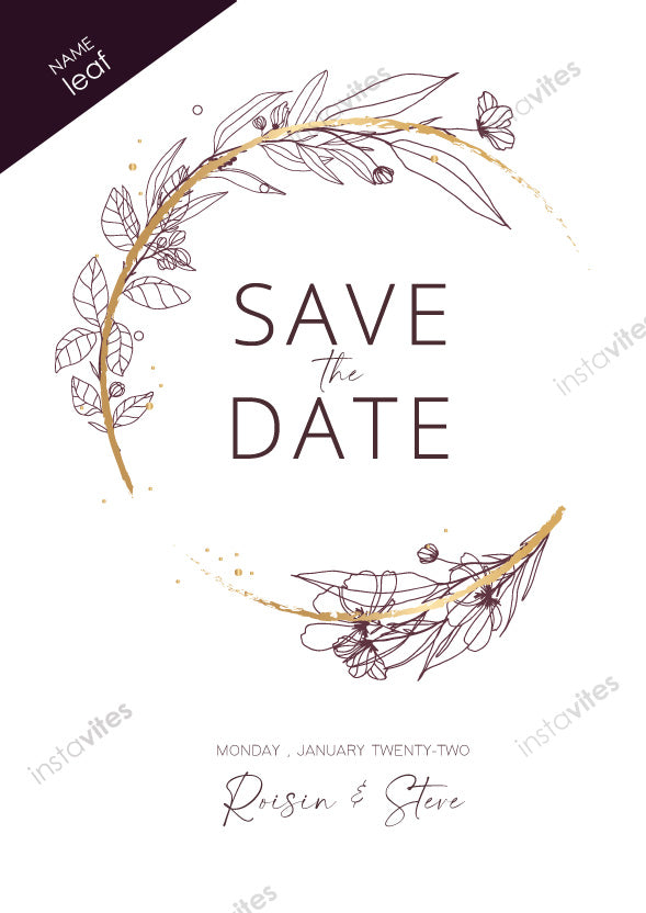 'Leaf' Save The Date | 'Ready-to-go' Instant download | Send digitally OR print it!