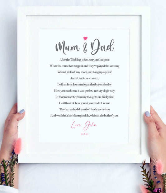 Mum and Dad Gift | From The Groom | Personalised Wedding Thank You Print | Size A4  | Ideal for framing  | Instant download ★★★★★