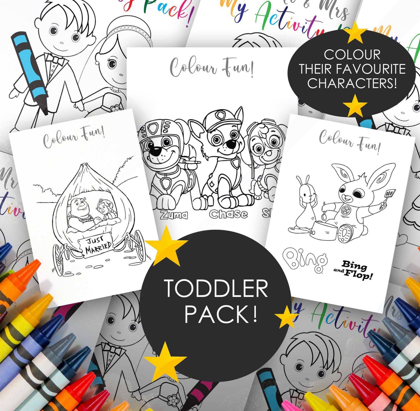 DIGITAL VERSION | Toddler Wedding Colouring Pack A4 | Unlimited Copies | Sent Instantly! | 14 pages! | Suitable for toddlers and younger! ★★★★★