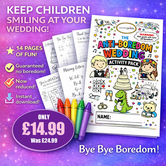 DOWNLOAD DIGITAL VERSION | The Anti-Boredom Wedding Activity Pack A4 | Unlimited Copies | Sent Instantly! | FREE Toddler Pack! | 14 pages! | Suitable for all ages! ★★★★★