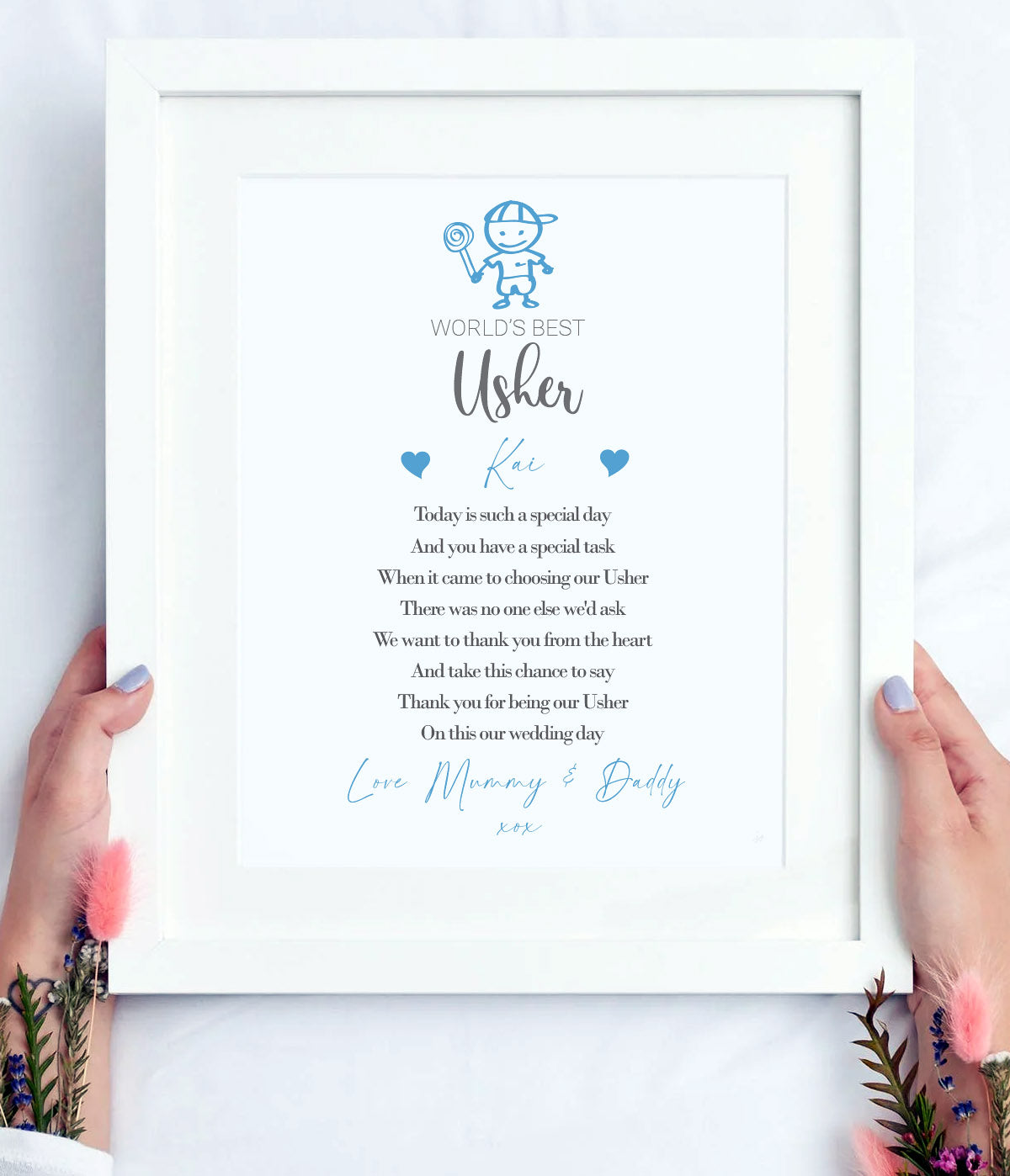 Usher Boy Gift | Personalised Thank You Print | Size A4 | Ideal for framing | Instant delivery ★★★★★