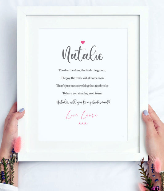 'Will You Be' Proposal A4 Print  | Works for any role Maid of Honour | Matron of Honour | Fully personalised | Instant download ★★★★★